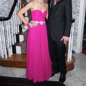 Pink Silk Jovani Dress w Swarovski Crystal Belt